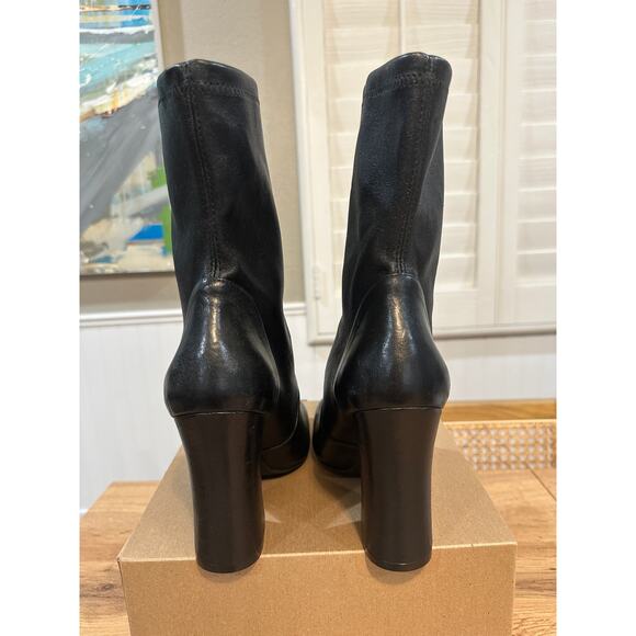 Stuart Weitzman Curveblock 100mm Black Booties Lambskin Leather Size 9.5 NWOB - Picture 9 of 15